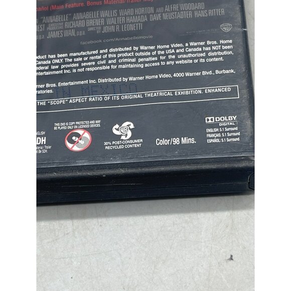 Annabelle DVD Warner Brothers 2014 Widescreen Rated R English 98 Minutes READ - Picture 4 of 5
